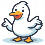 A graphic of a small white duck shrugging - he doesn't know how you got lost!